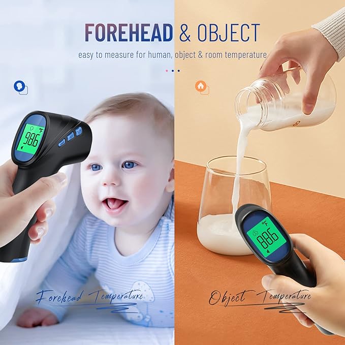 Forehead Thermometer for Adults and Kids, Digital Infrared Thermometer with Fever Alarm