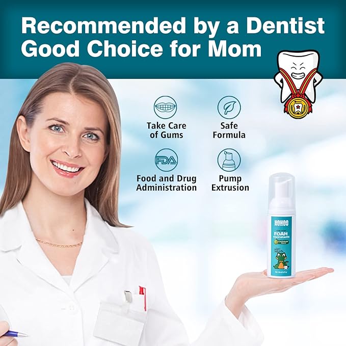 NOHOO Kids Foam Toothpaste with Fruit Flavor,Fluoride Free Natural Formul, Foam Toothpaste for Electric Toothbrush,Suitable for Toddler's Oral Cleaning and Cavity Prevention (2PCS Cantaloupe)