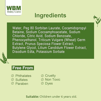 WBM Baby Shampoo and Body Wash, Baby Soap Pump Bottle For Gentle Protection 10 Fl 3)