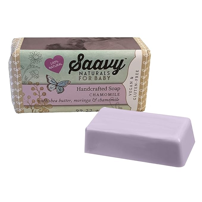 Saavy Naturals 2 PACK Baby Chamomile 3.5 oz Baby Bar Soap | Organic Skin Care for Infant Bath Time with Shea Butter & Moringa