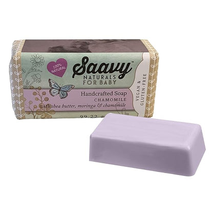 Saavy Naturals 2 PACK Baby Chamomile 3.5 oz Baby Bar Soap | Organic Skin Care for Infant Bath Time with Shea Butter & Moringa