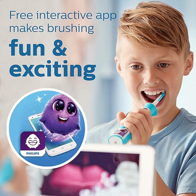 Philips Sonicare for Kids 3+ Bluetooth Connected Rechargeable Electric Power Toothbrush, Interactive for Better Brushing, Pink, HX6351/41