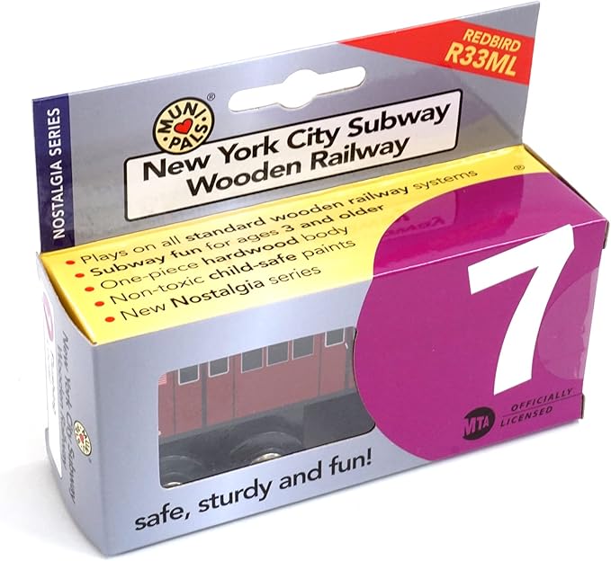 Munipals New York City Subway Wooden Railway (Nostalgia Series) Redbird 7 Train/Flushing