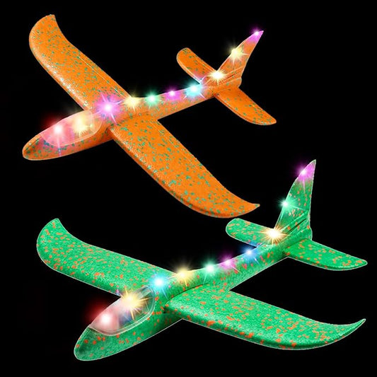 MIMIDOU 2 pcs Flashing Luminous Glider Plane 2 Flight Mode 2 Packs)