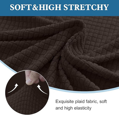 100% Waterproof Jacquard Fabric Couch Cover, Dual Layer with TPU Film, Leakproof High Elasticity Non-Slip Washable Furniture Protector for Pets, Dogs, Cats and Kids (Loveseat,Coffee)