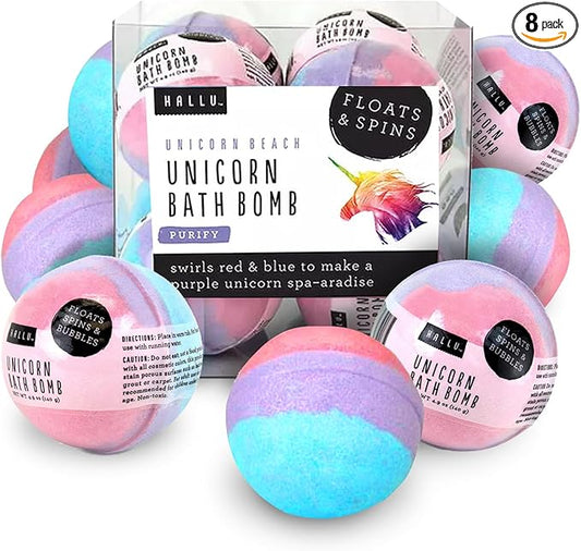 Hallu Unicorn Large Bath Bomb, Mango Peach and Vanilla Scent 140 g, 8