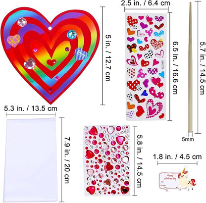 Winlyn 32 Sets Colorful Magic Color Scratch Valentine Hearts Ornaments Decorations Valentine Scratch Art Hearts Valentine's Day Craft Kits for Kids Classroom Activities Party Favors Gift Exchange