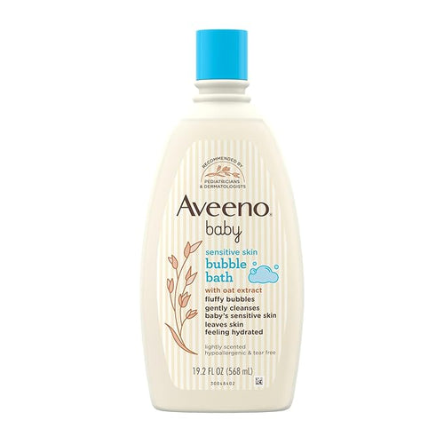 Aveeno Baby Sensitive Skin Bubble Bath with Oat Extract, Gently Cleanses and Leaves Skin Feeling Hydrated 19.2 fl.