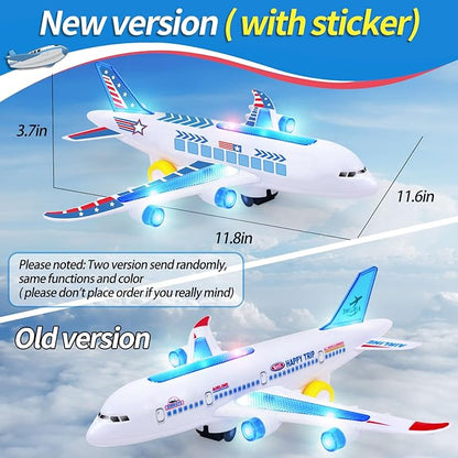 Airplane Toys for Toddlers 3-5, Kids Play Airplanes Aeroplane Musical Plane with Flashing Lights and Sounds 2 3 4-7 8 9 Birthday