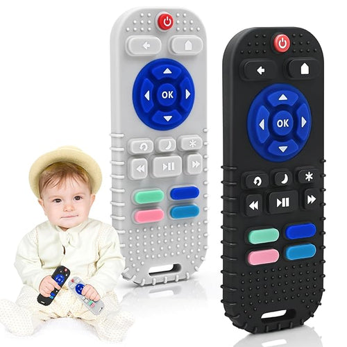 AiTuiTui Teething Relief Teethers Toys for Babies 3 6 9 12 Months Gifts, Silicone Sensory Remote Control Baby Teether Toy for Babies Newborn Infant Boy Girl Autism Toys