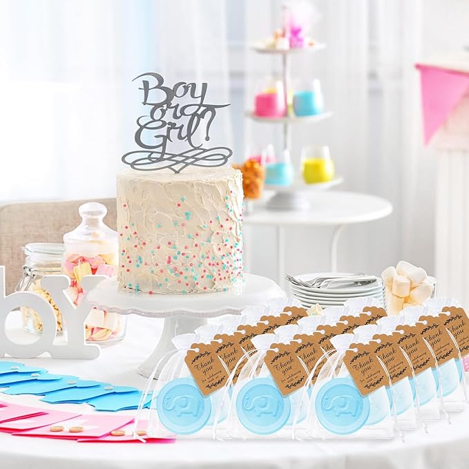 Roowest 50 Packs Mini Elephant Soap Baby Shower Favors 50 Bags 50 Thanks