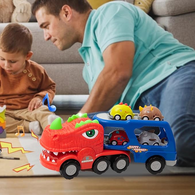 Dinosaur Truck Toys, 9 in 1 Dinosaur Trucks 8 Pull 3+ Year