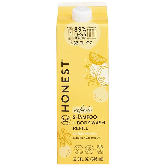 The Honest Company 2-in-1 Cleansing Shampoo + Body Wash Refill Carton | Gentle for Baby 32 fl