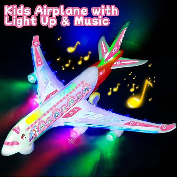 Airplane Toy for Kids Toddlers 3-5, Toy Airplanes with Flashing Lights & Sounds 4-8 8-12