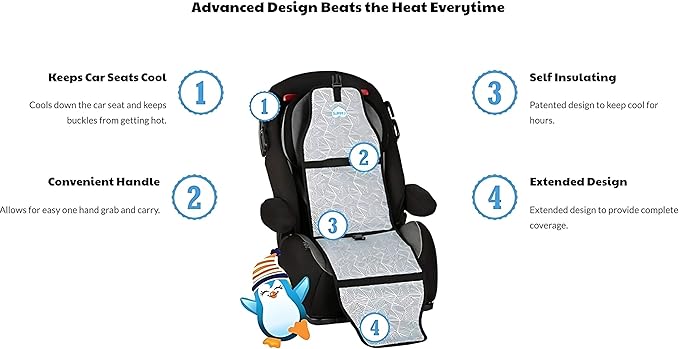 Car Seat Cooling Pad for Babies, Toddlers, and Kids - Comfortable and Durable Cooling Pad for Hot Summer Days - Black and White, one Size