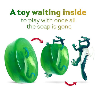 Relaxcation 1 Soap Bar For Kids With Toy Inside Cute Dragon Surprise - Natural Green Apple Kids Soap
