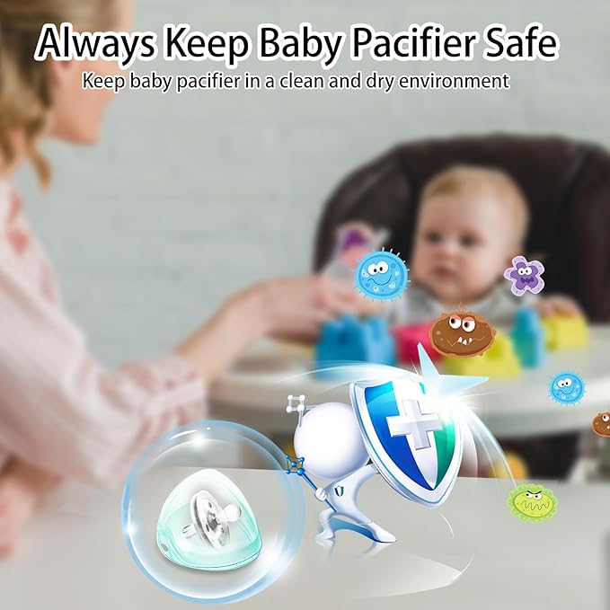 Pacifier Case,4 Pack BPA Free Pacifier Holder Case with Lanyard for Diaper Bag