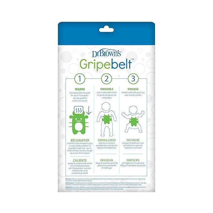 Dr. Brown's Gripebelt Heated Belly Band, Soothe Baby's Tummy with Gentle Warmth and Compression 3m+, Pink