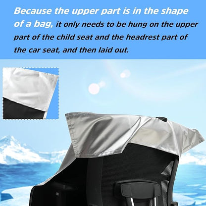 VisionKids Baby Car Seat Sun Shade Cover with Free Storage Bag Included | Infant Car Seat Heat Protector | UV Protection Cooler Cover | Keeps Toddler Seat Cool in Baby Car | Travel Accessories Silver