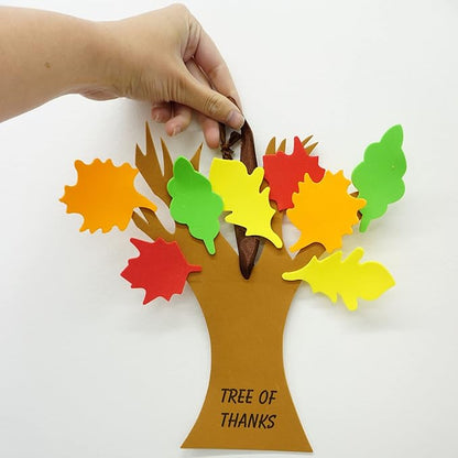 4E's Novelty Thankful Tree Craft Kit 12-Pack, Foam, Self-Adhesive - 11” Tree of Thanks, Thanksgiving Tree Craft, Ideal for Fall Crafts for Kids 4-8, Perfect Gratitude Tree Kit with Leaves to Write On