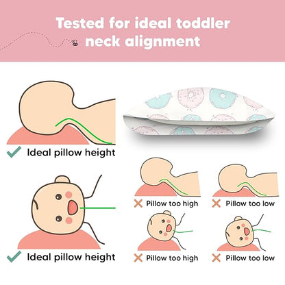 Toddler Pillow with Pillowcase - 13x18 My Little Dreamy Pillow, Organic Cotton Toddler Pillows for Sleeping, Kids Pillow, Travel Pillows, Mini Pillow, Nursery Pillow, Toddler Bed Pillow (Donuts)