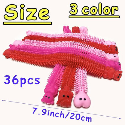 36Pcs Valentine Day's Stretchy Fidget Toy, Sensory Fidgets Toys,Autism Toys Great for Kids Children Adults Stress Relief Party Favors,Valentine's Day Cards Gift