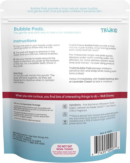 TruKid Bubble Podz Bubble Bath for Baby & Kids, Gentle Refreshing Bath Bomb for Sensitive Skin 7 for (24 Podz)