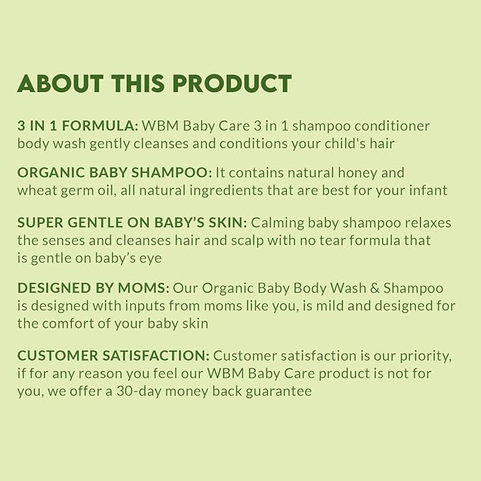 WBM Care 3 in 1 Baby Shampoo, Body Wash & Conditioner 10 oz 2 |