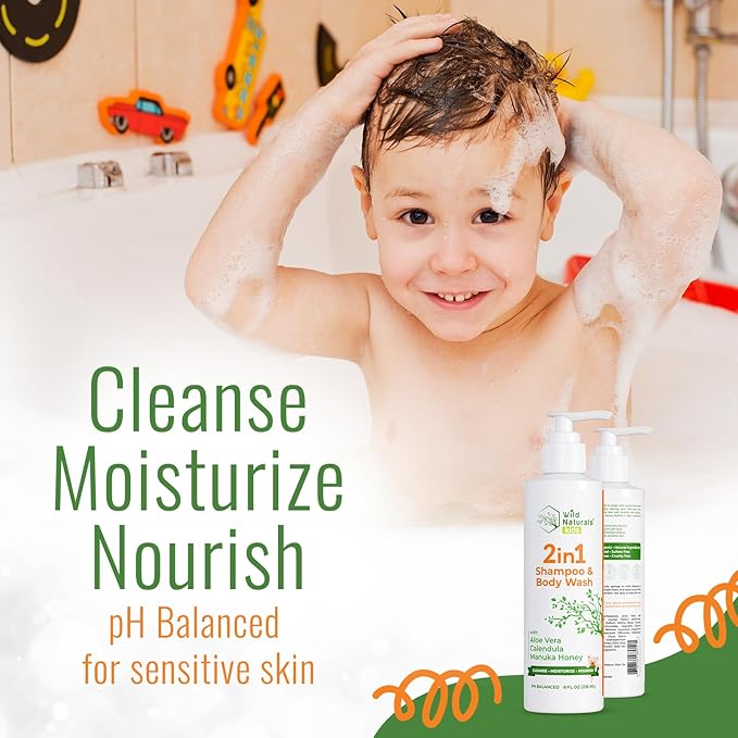 Wild Naturals Kids Shampoo and Body Wash - Hypoallergenic Baby Shampoo and Organic Baby Wash
