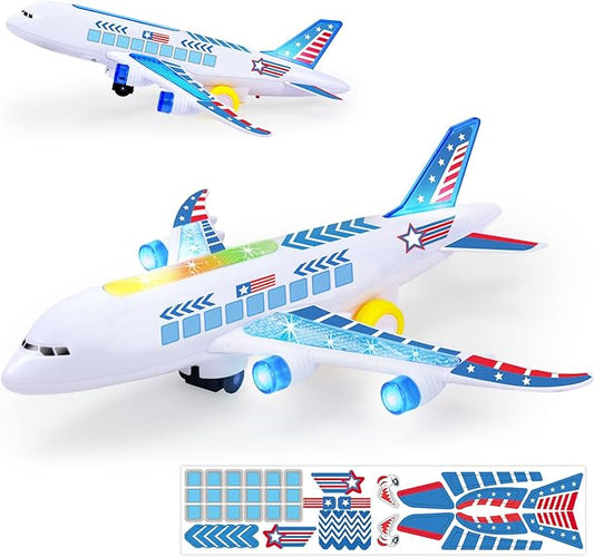 Airplane Toys for Toddlers 3-5, Kids Play Airplanes Aeroplane Musical Plane with Flashing Lights and Sounds 2 3 4-7 8 9 Birthday