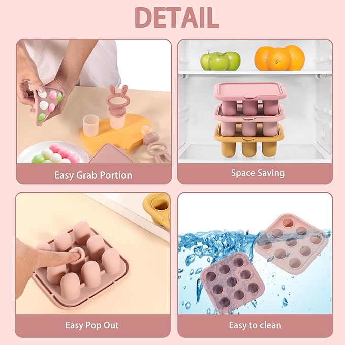 WAJIAYON Baby Food Freezer Tray Silicone Nibble Freezer Tray,Baby Fruit Food Feeder Teether Tray
