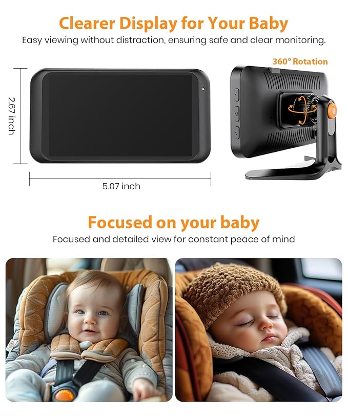USB Car Camera for Baby : 4.5" Baby Car Camera with 1080P Crystal Clear Mirror View, Easy Installation Carseat Rear Facing Moitor for Kids, HD IR Night Vision Backseat Monitor