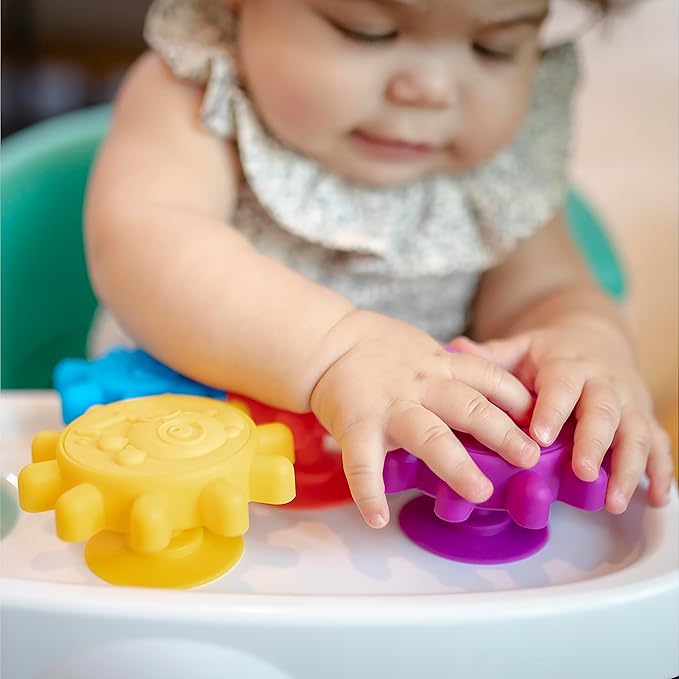 Baby Einstein Gears of Discovery Suction Cup Sensory Toys for Bath, Floor Play 5pcs Multi-Color, 6 Months+