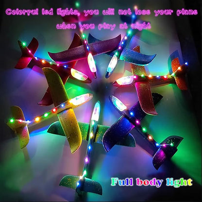 MIMIDOU 4 Pack Flashing Glider Plane, Illuminated colored led lights can play at night 2 flight