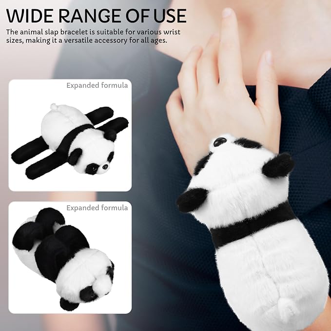 TOYANDONA Animal Slap Bracelet, 1pcs Panda Slap Bracelet Stuffed Animal Plush Slap Bracelet Hugger Panda Wristband for Kids Birthday Jungle Party Favors