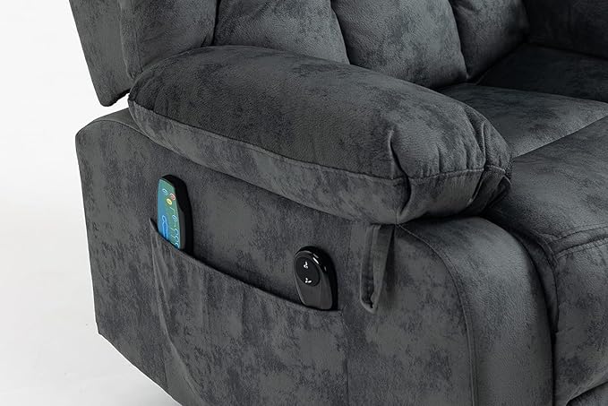 FANYE Electric Power Lift Recliner Chair for Elderly W/Massage and Heat, 2 Remote Controllers Infinite Positions Large Velvet Upholstery Recliner&Armchair W/Side Pockets for Living Room