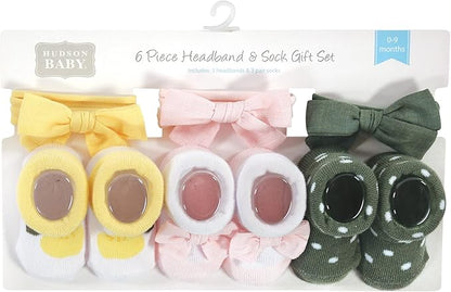 Hudson Baby Girl's Headband and Socks Giftset
