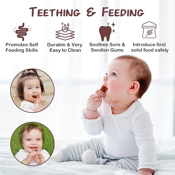 WAJIAYON Baby Breastmilk Popsicle Molds & Baby Fruit Feeder (3 Pack), Baby Food Freezer Tray Storage Containers