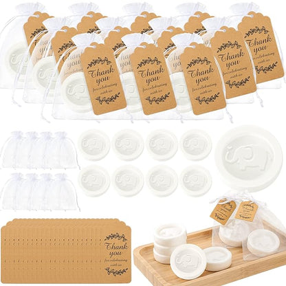 Roowest 50 Packs Mini Elephant Soap Baby Shower Favors 50 Bags 50 Thanks