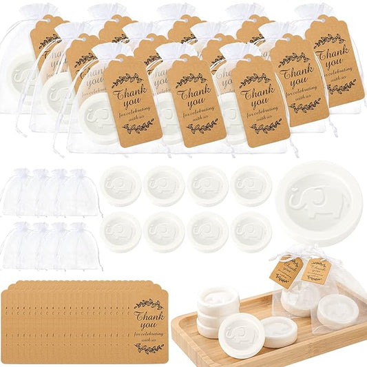 Roowest 50 Packs Mini Elephant Soap Baby Shower Favors 50 Bags 50 Thanks