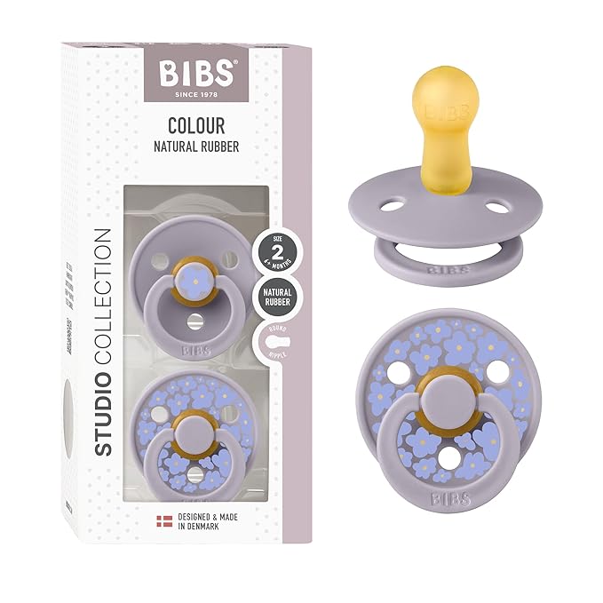 BIBS Pacifiers - Colour Studio 2 Pack | Round Nipple Baby Pacifier 6+ Months