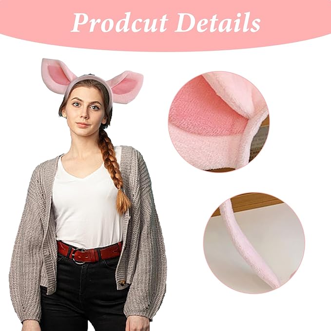 Pig Ears Headband - 1Pcs x Pink Cute Plush Piglet