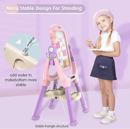 Victostar Easel for Kids, Rotatable Double Sided Adjustable Standing Art Easel with Drawing & Writing Accessories for Kids Boys and Girls