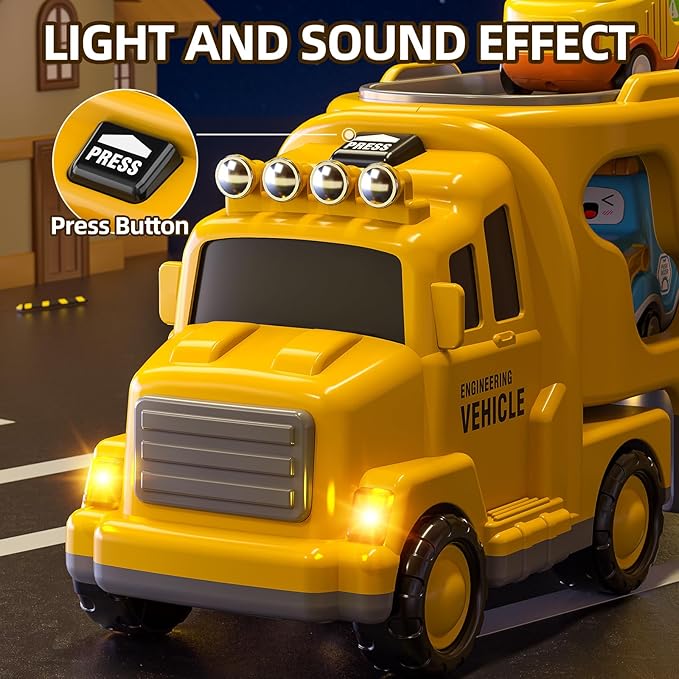 TEMI Construction Vehicle for 3 4 5 6 7 8 Years Old Kids - Toy Trucks for Toddler,Boy Toys 3-5,Playset Toys,Gift