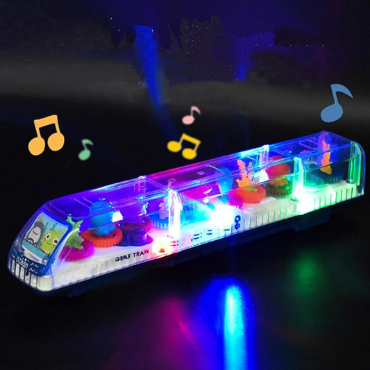 DISSONA Transparent Gear Toys for Kids with Electronic Light & 3-8 Boys (train2)