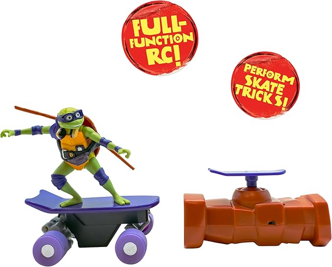 Teenage Mutant Ninja Turtles Toy, Donatello Half Pipe RC Skate Vehicle, Mutant Mayhem Remote Control TMNT Toy for Kids, Ages 3+