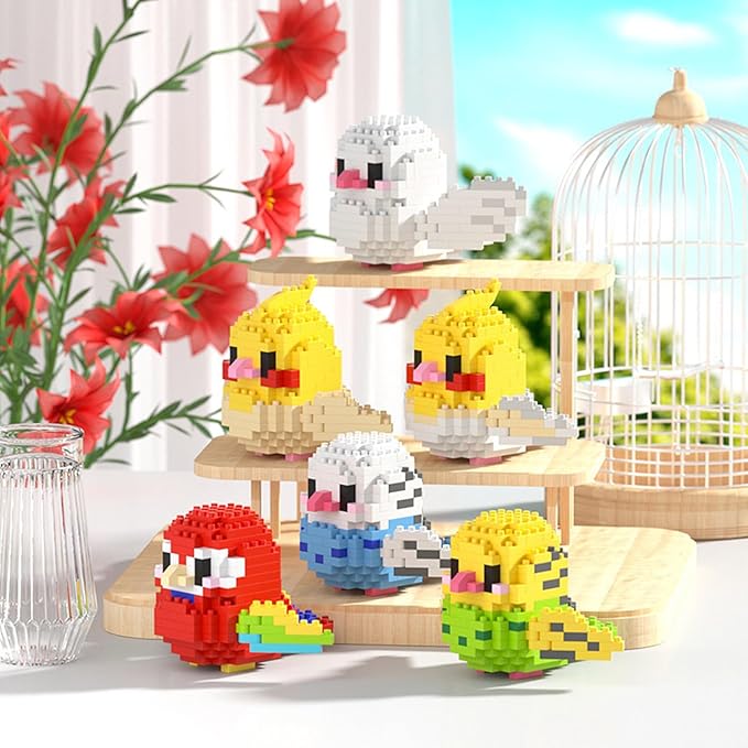 Birds Building Blocks for Adults Mini Building Blocks Birds Building Bricks Toy Micro Block Building Set Gift for Kids and Adults-253 PCS(Budgerigar A)