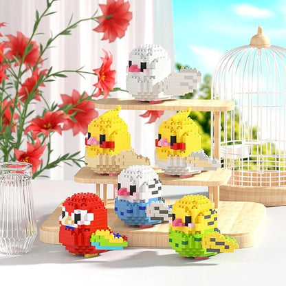 Birds Building Blocks for Adults Mini Building Blocks Birds Building Bricks Toy Micro Block Building Set Gift for Kids and Adults-253 PCS(Budgerigar A)