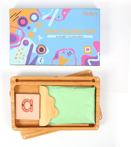 Sand Tray for Classroom Montessori Sand Tray with Lid Wooden Sand Trays for Kids Writing Letters and Numbers (Green)