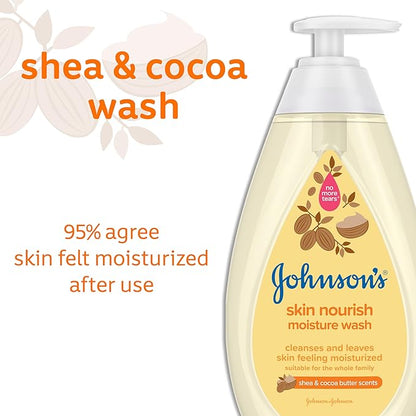 Johnson's Baby Skin Nourishing Moisture Baby Body Wash with Shea & Cocoa Butter, Hypoallergenic & Tear Free Baby Bath Wash 20.3 fl.